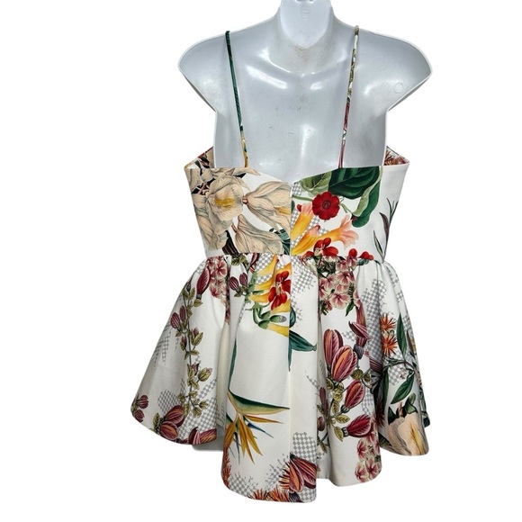 Anthropologie Cameo Dahlia floral peplum top size XS party cocktail scuba knit - Picture 3 of 7